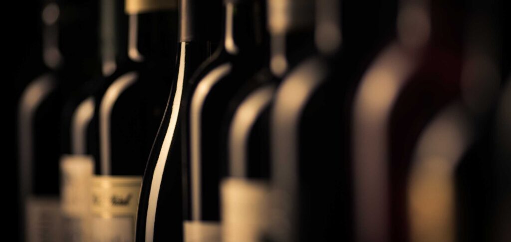 Vintage wine bottle collection.